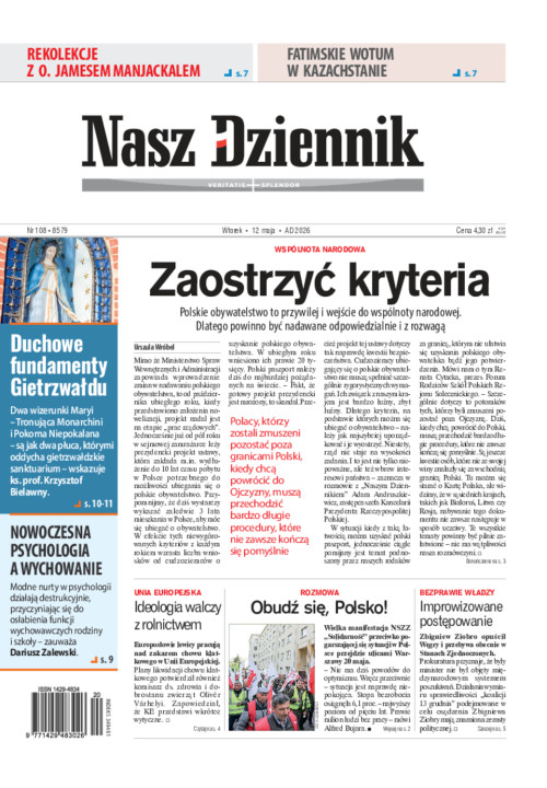 Nasz Dziennik, Wtorek, 12 maja 2026, Nr 108 (8579)