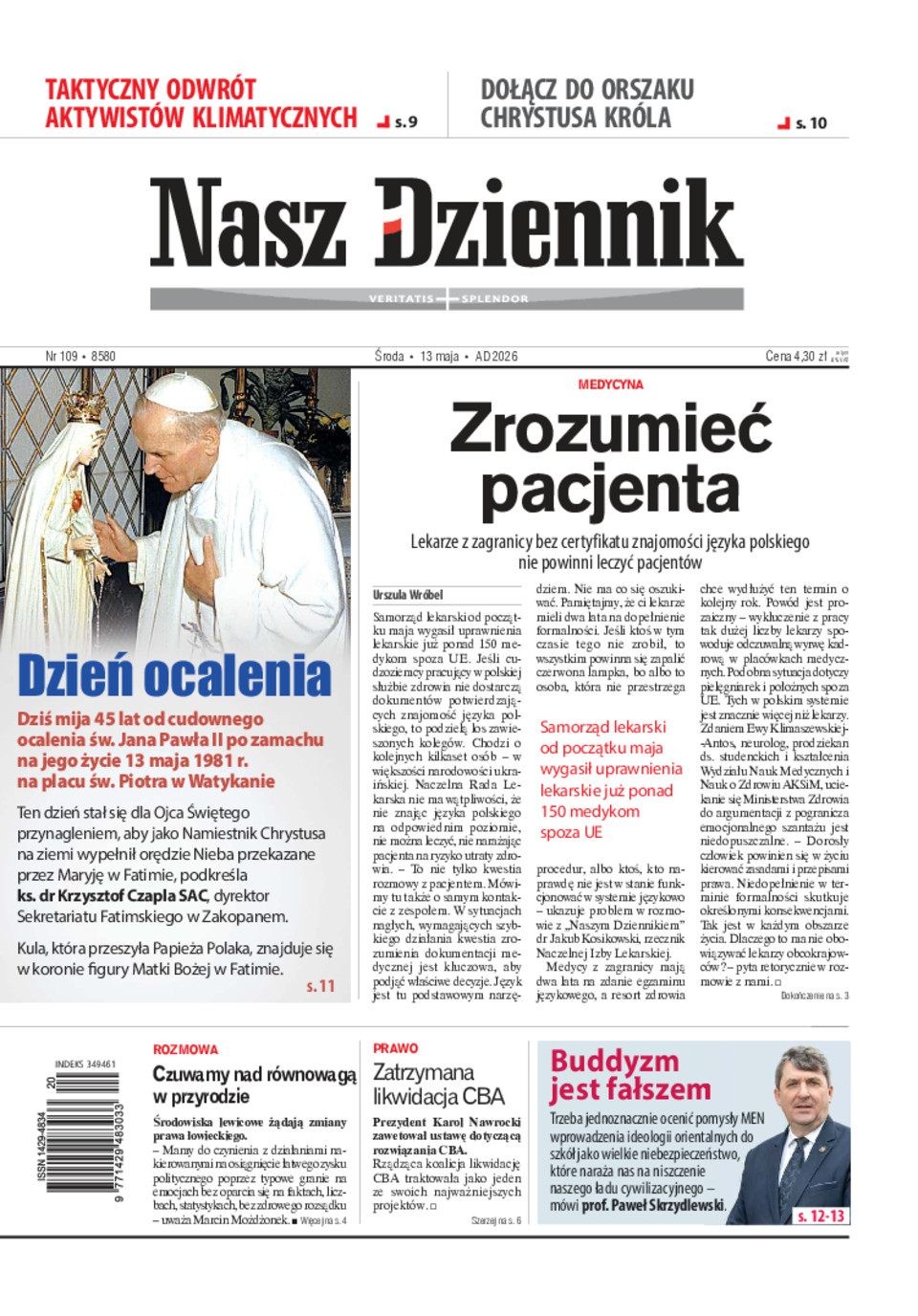 Nasz Dziennik, Środa, 13 maja 2026, Nr 109 (8580)