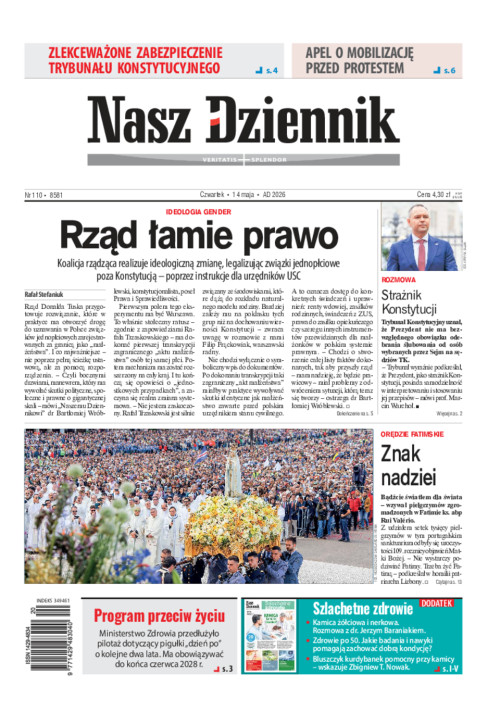 Nasz Dziennik, Czwartek, 14 maja 2026, Nr 110...