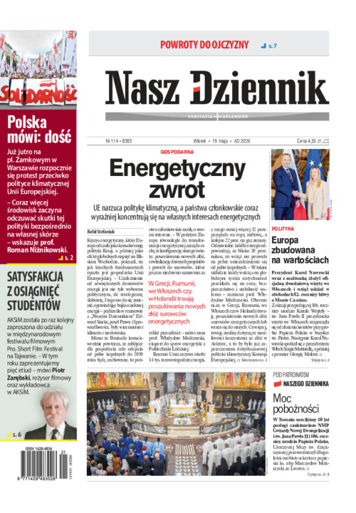 Nasz Dziennik, Wtorek, 19 maja 2026, Nr 114 (8585)