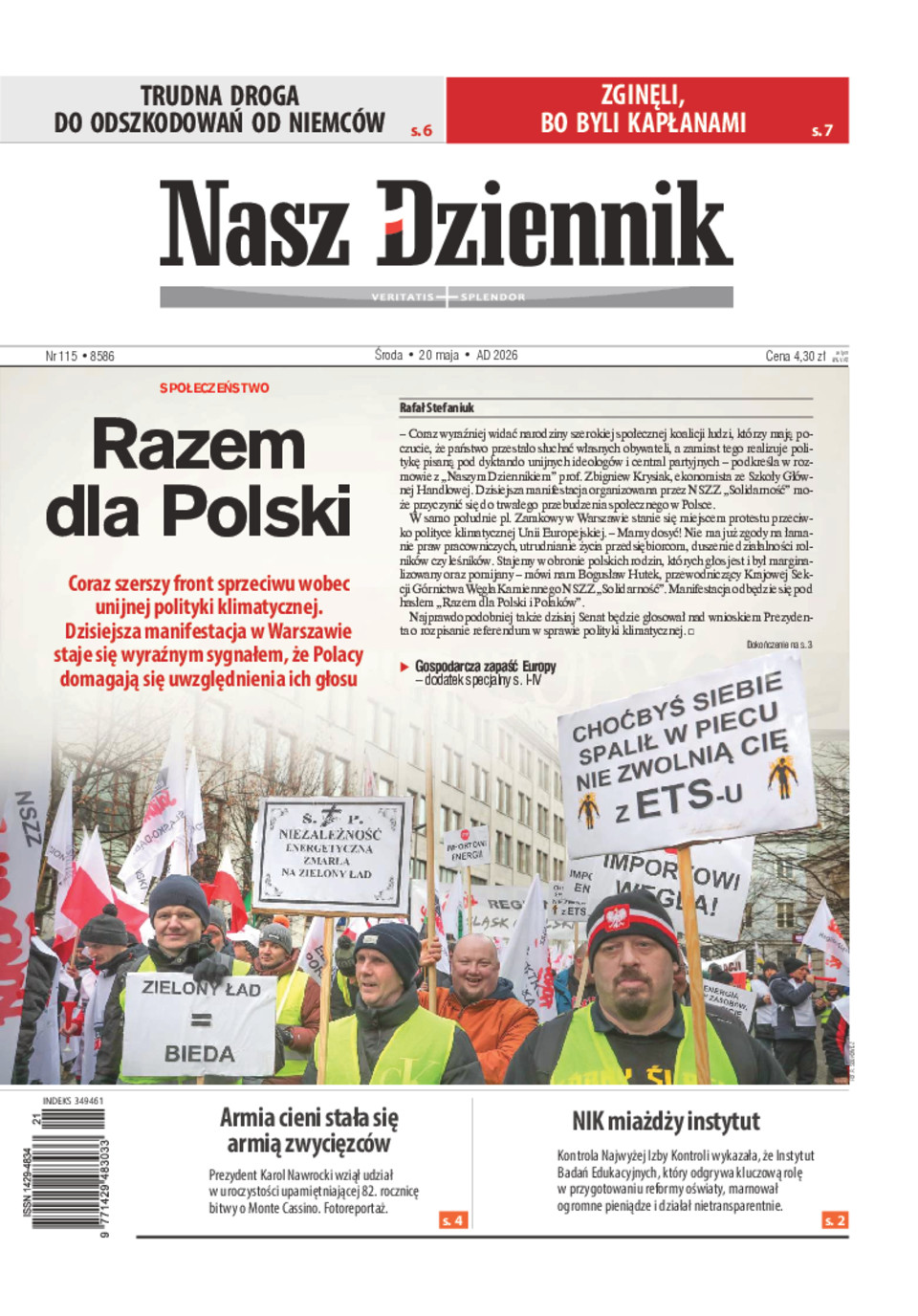 Nasz Dziennik, Środa, 20 maja 2026, Nr 115 (8586)