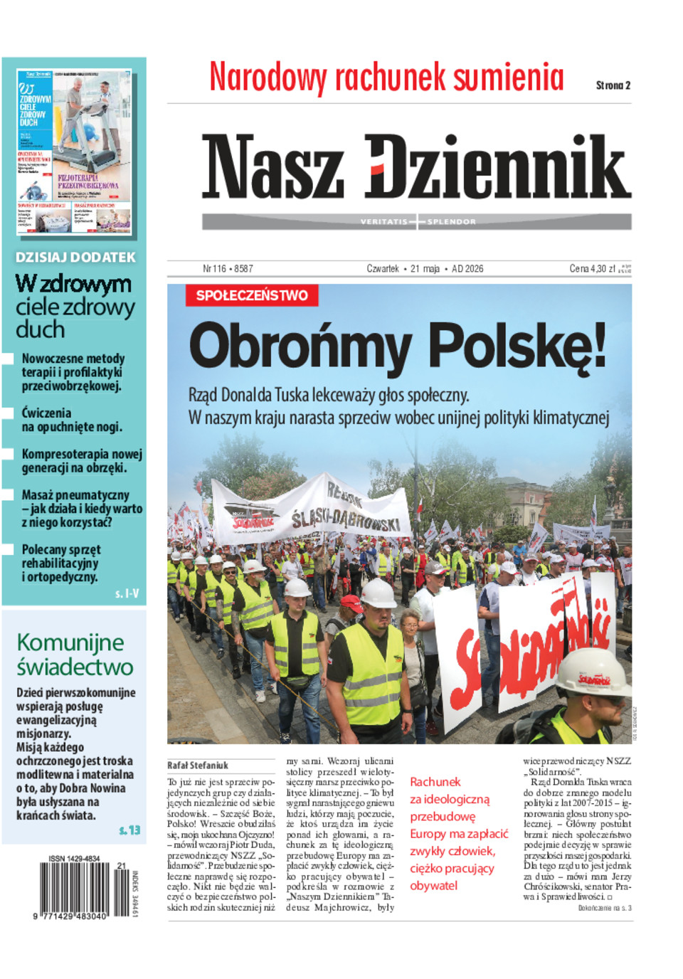 Nasz Dziennik, Czwartek, 21 maja 2026, Nr 116 (8587)