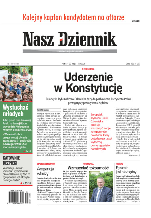 Nasz Dziennik, Piątek, 22 maja 2026, Nr 117 (8588)