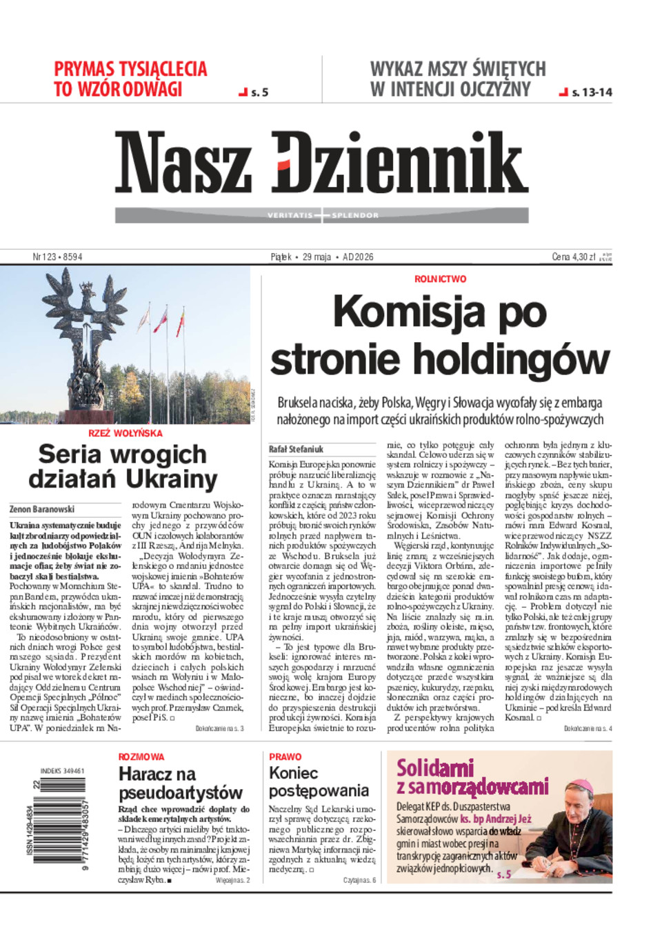 Nasz Dziennik, Piątek, 29 maja 2026, Nr 123 (8594)