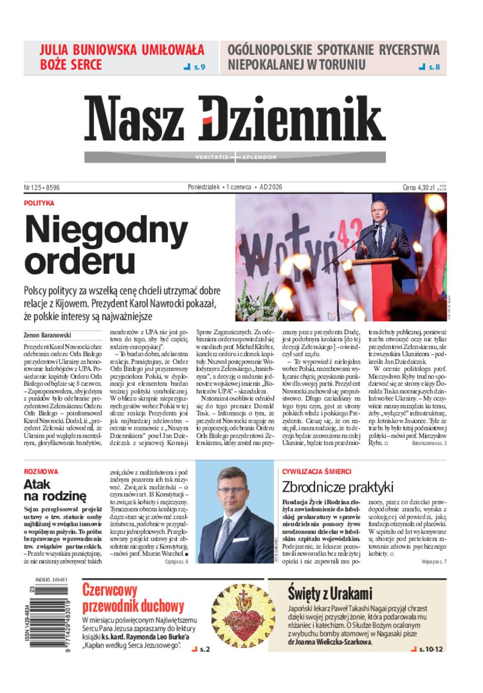 Nasz Dziennik, Poniedziałek, 1 czerwca 2026, Nr 125 (8596)