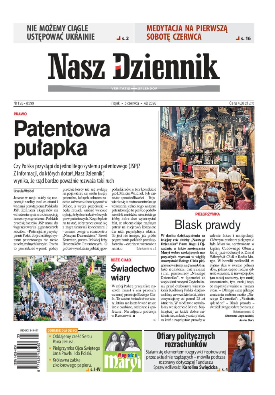 Nasz Dziennik, Piątek, 5 czerwca 2026, Nr 128 (8599)