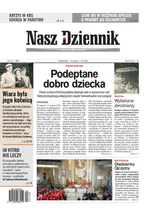 Nasz Dziennik, Poniedziałek, 8 czerwca 2026, Nr...