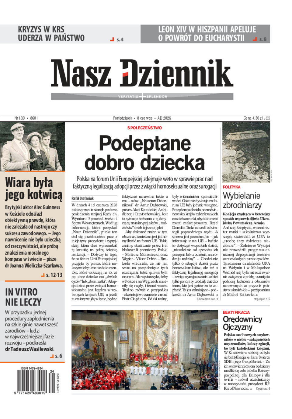 Nasz Dziennik, Poniedziałek, 8 czerwca 2026, Nr 130 (8601)