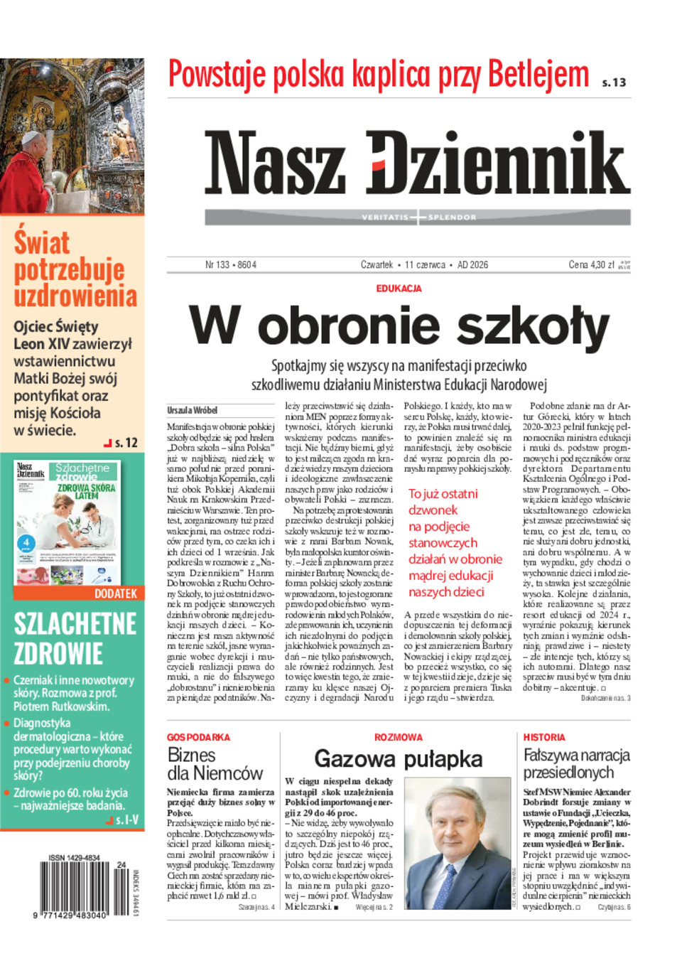 Nasz Dziennik, Czwartek, 11 czerwca 2026, Nr 133 (8604)