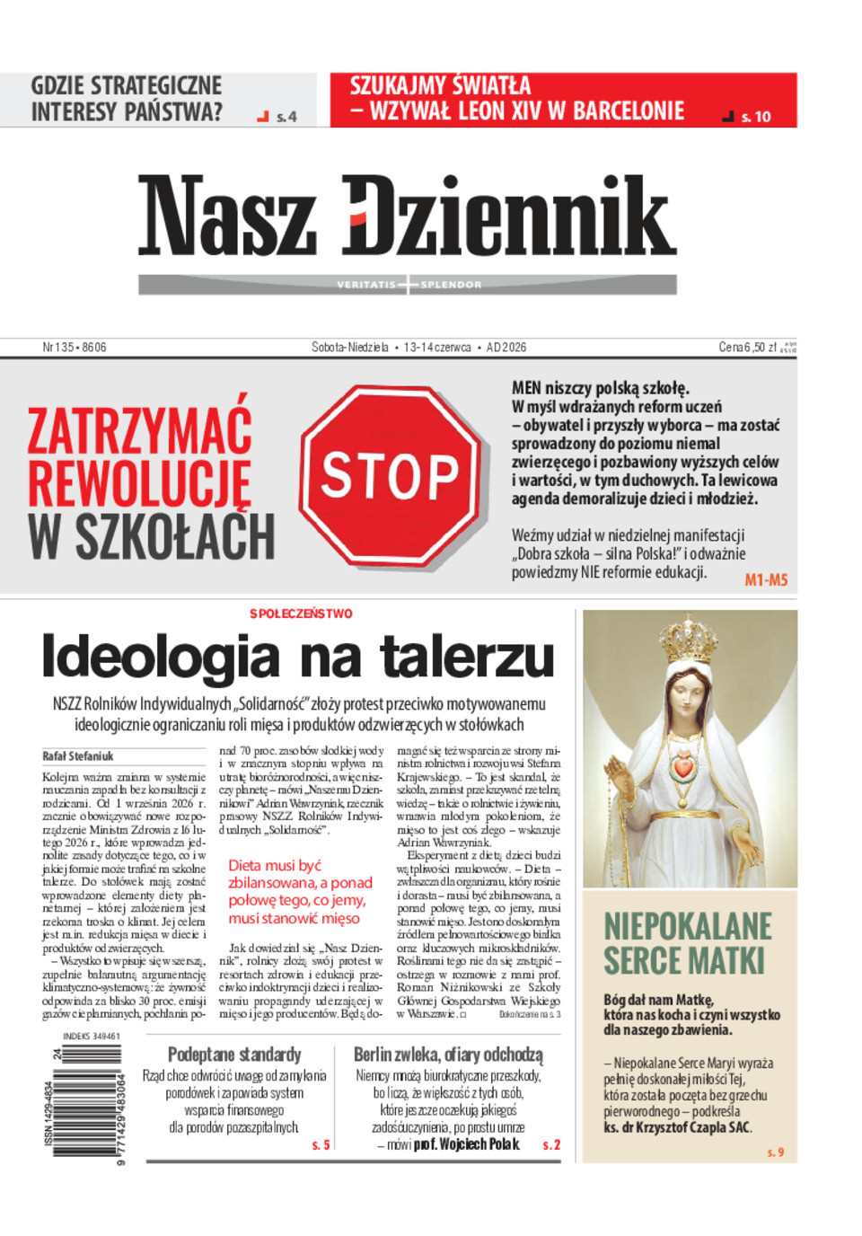Nasz Dziennik, Sobota-Niedziela, 13-14 czerwca 2026, Nr 135 (8606)