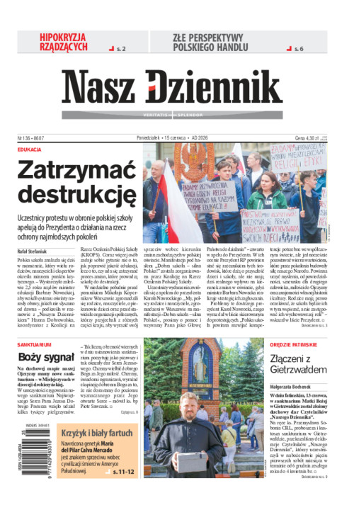 Nasz Dziennik, Poniedziałek, 15 czerwca 2026, Nr 136 (8607)