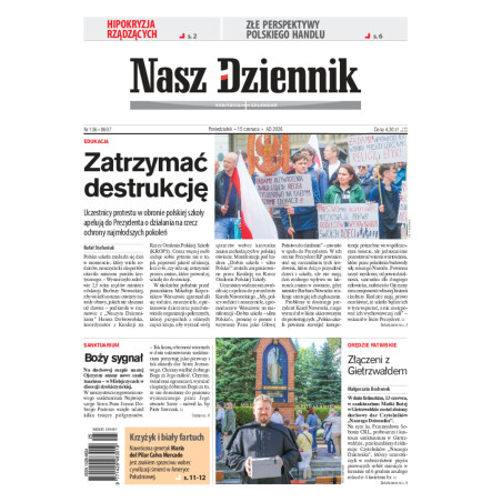 Nasz Dziennik, Poniedziałek, 15 czerwca 2026, Nr 136 (8607)