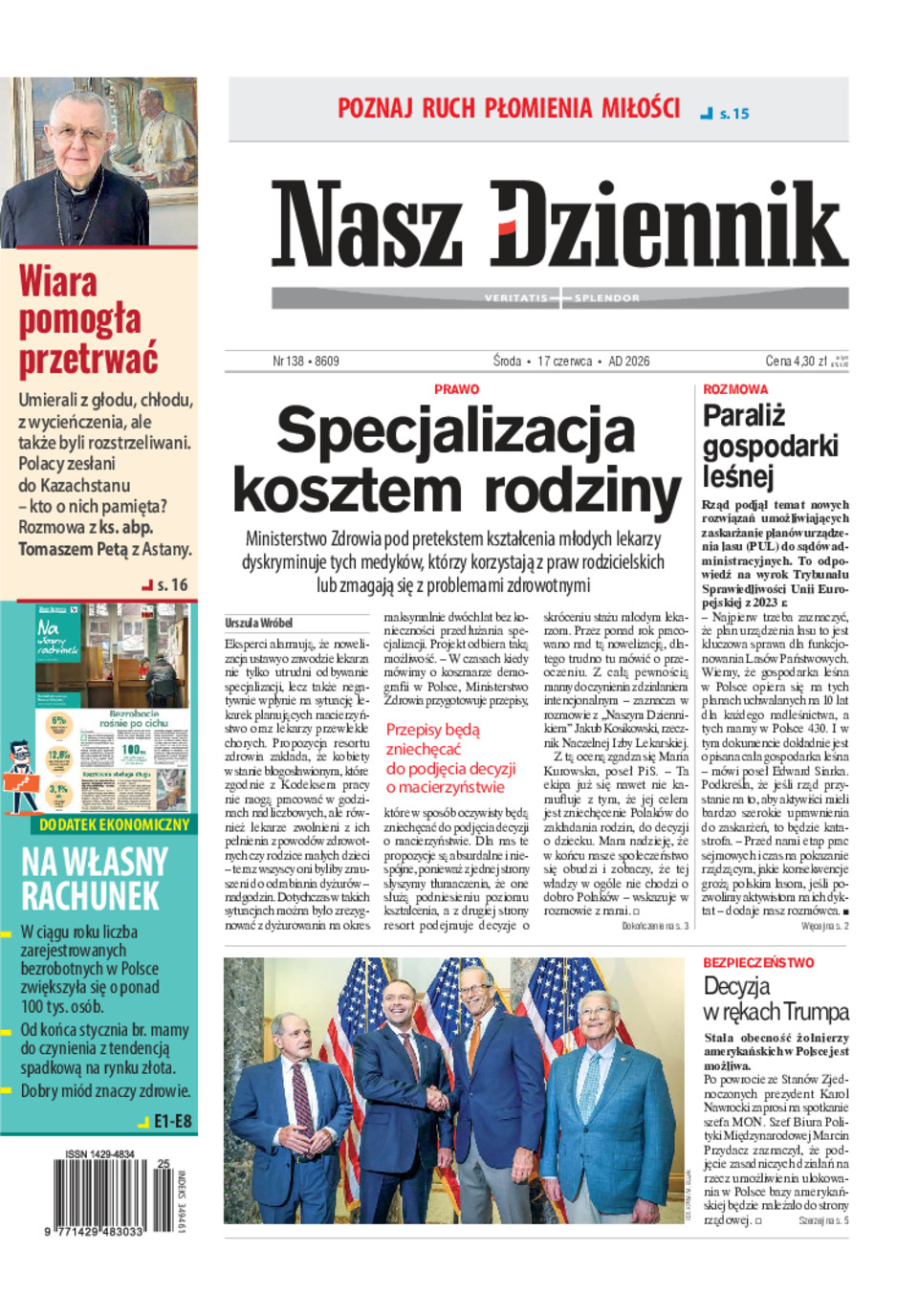 Nasz Dziennik, Środa, 17 czerwca 2026, Nr 138 (8609)