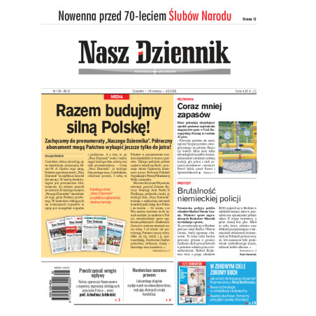 Nasz Dziennik, Czwartek, 18 czerwca 2026, Nr 139 (8610)