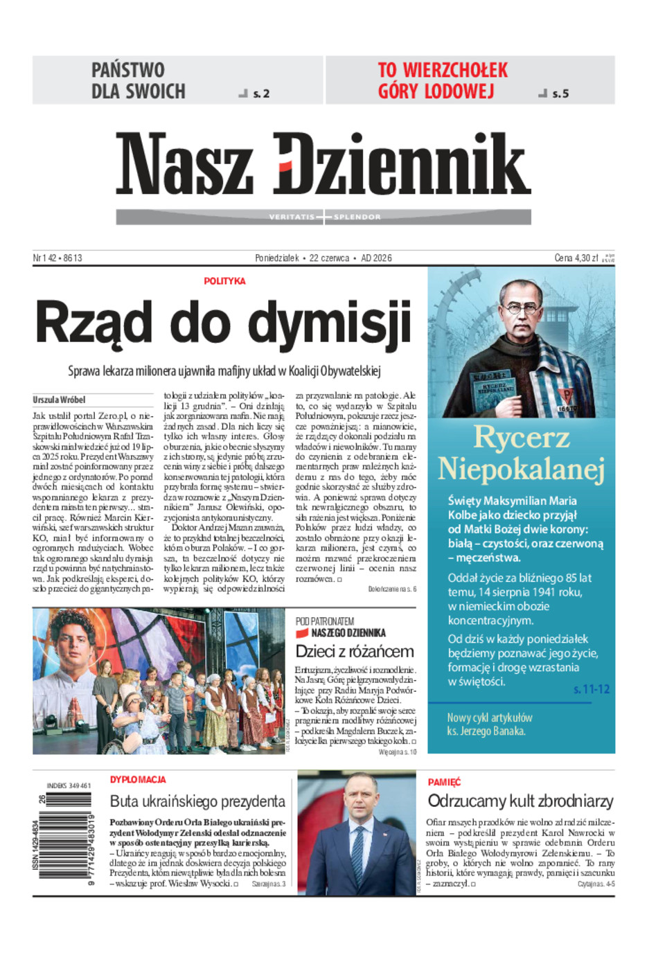 Nasz Dziennik, Poniedziałek, 22 czerwca 2026, Nr 142 (8613)