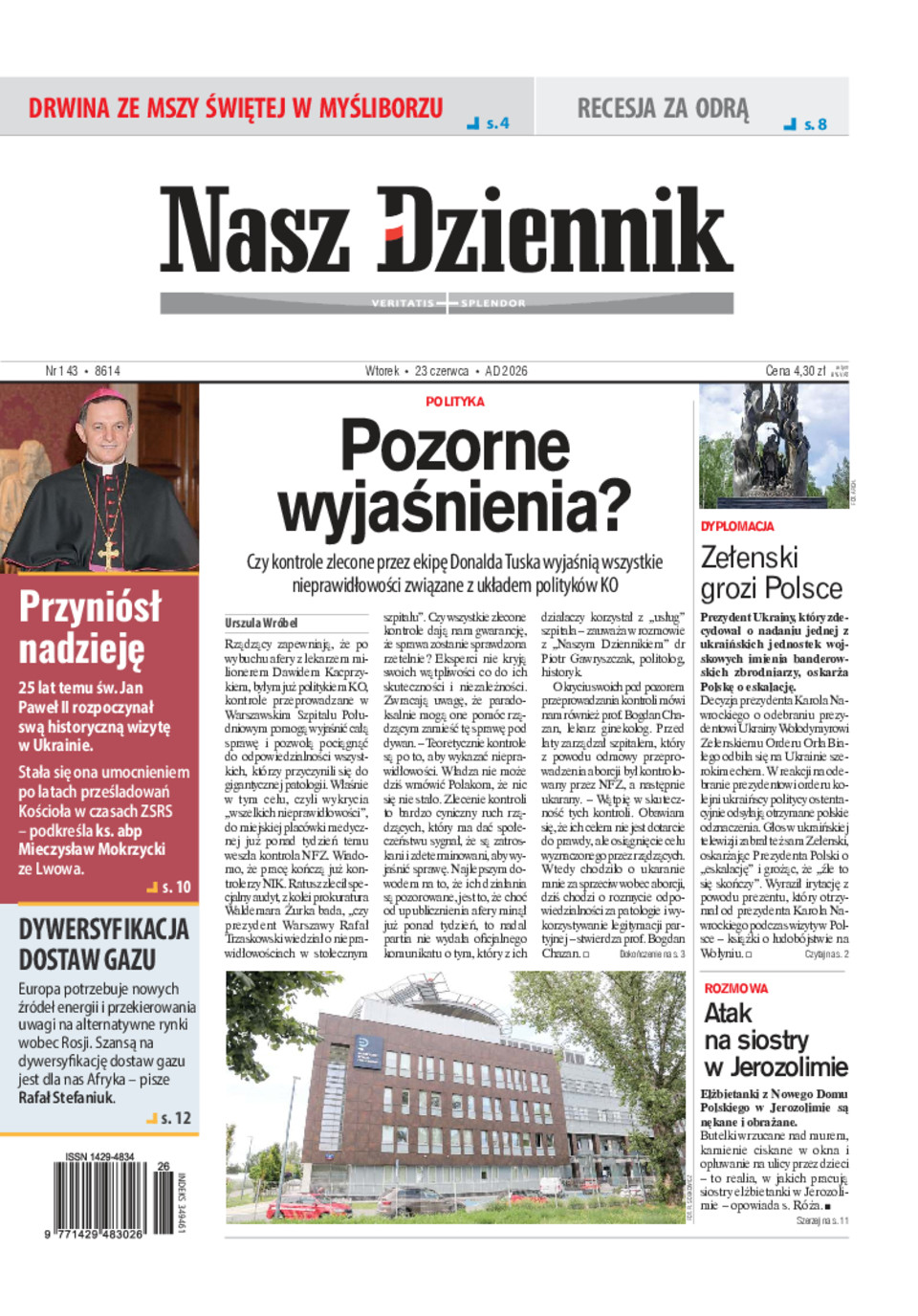 Nasz Dziennik, Wtorek, 23 czerwca 2026, Nr 143 (8614)