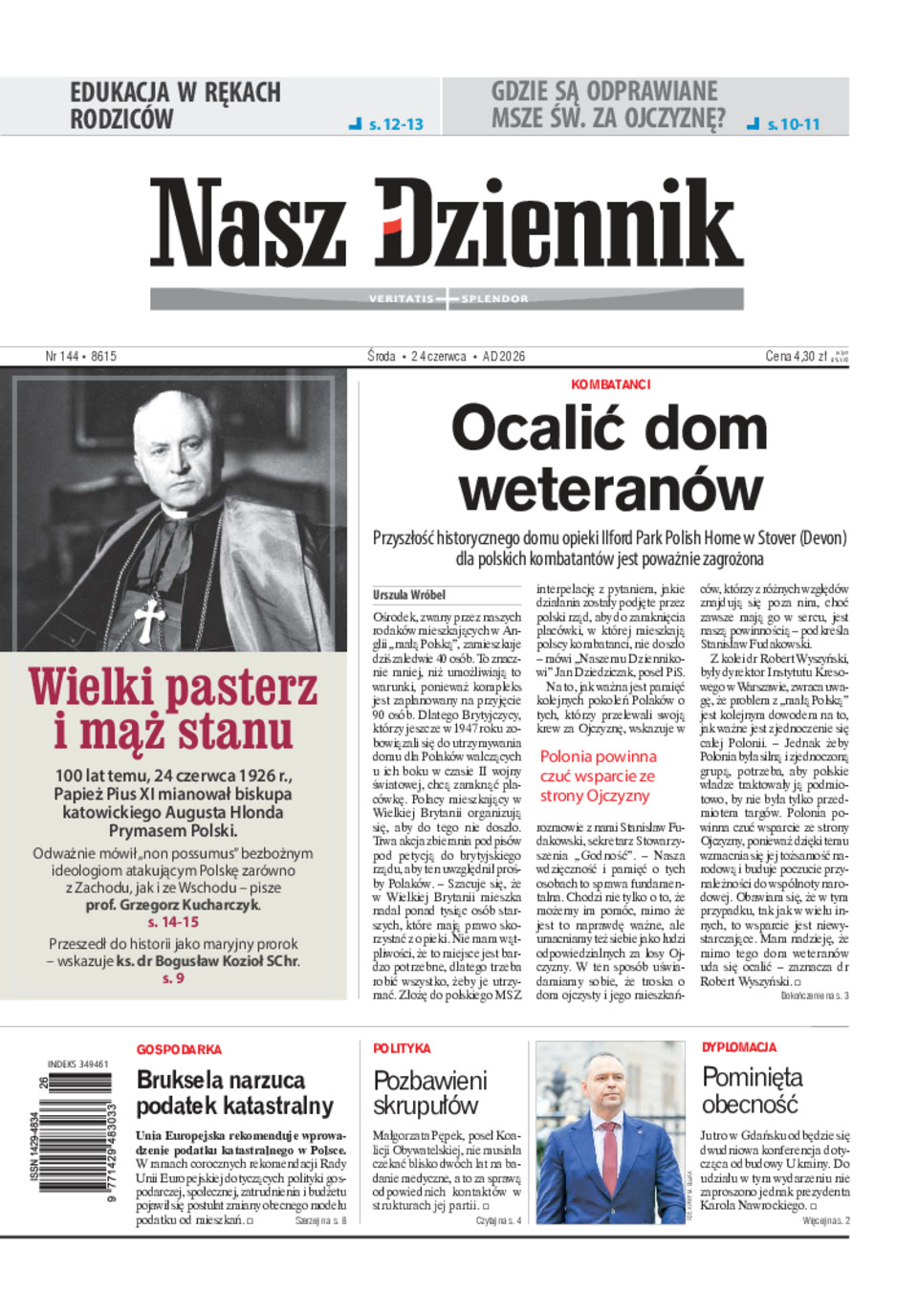Nasz Dziennik, Środa, 24 czerwca 2026, Nr 144 (8615)