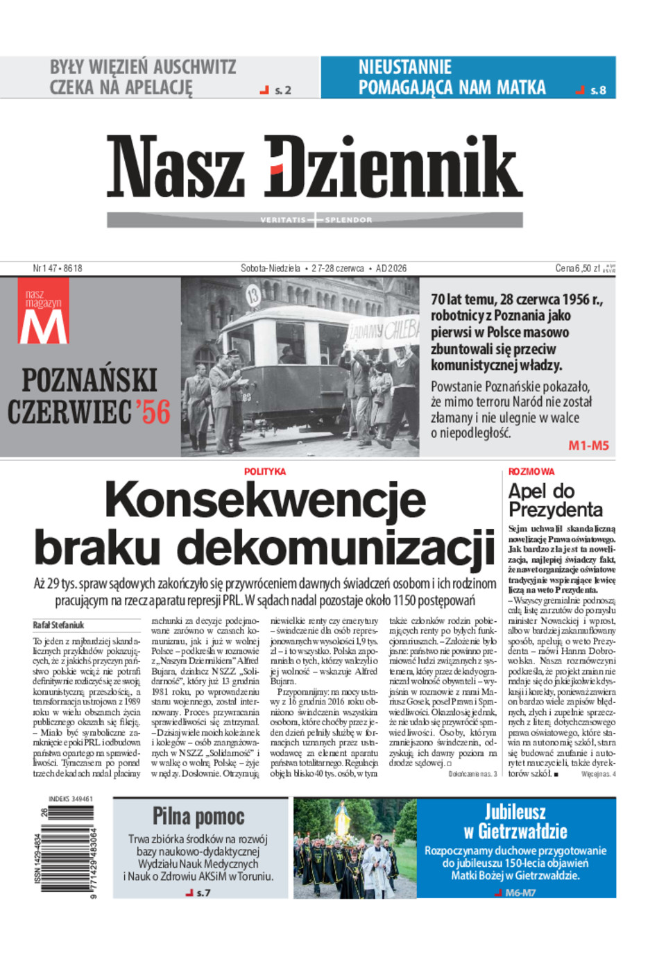 Nasz Dziennik, Sobota-Niedziela, 27-28 czerwca 2026, Nr 147 (8618)