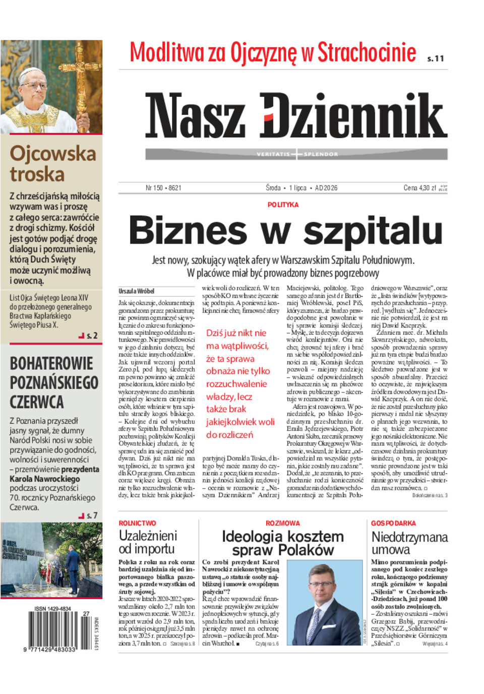 Nasz Dziennik, Środa, 1 lipca 2026, Nr 150 (8621)