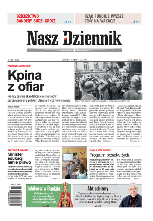 Nasz Dziennik, Czwartek, 2 lipca 2026, Nr 151 (8622)
