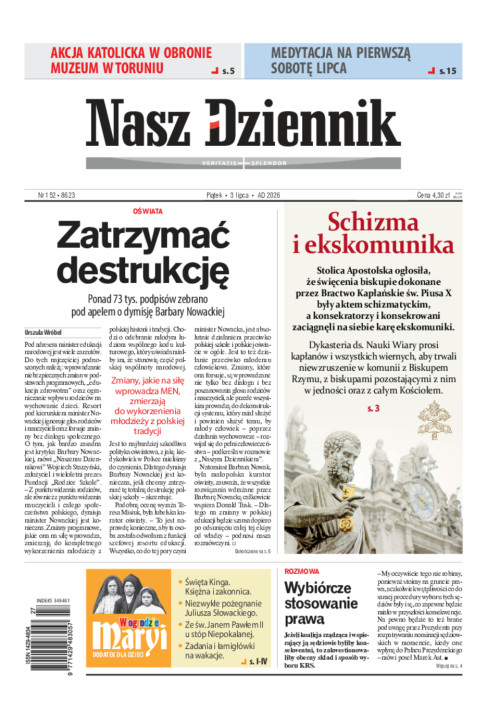Nasz Dziennik, Piątek, 3 lipca 2026, Nr 152 (8623)