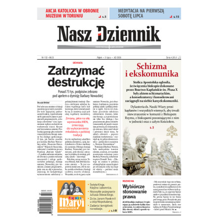 Nasz Dziennik, Piątek, 3 lipca 2026, Nr 152 (8623)