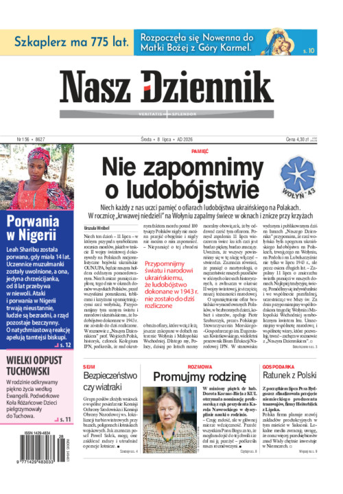 Nasz Dziennik, Środa, 8  lipca 2026, Nr 156 (8627)