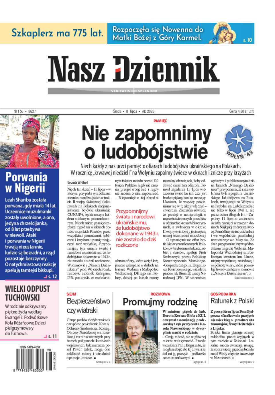 Nasz Dziennik, Środa, 8  lipca 2026, Nr 156 (8627)