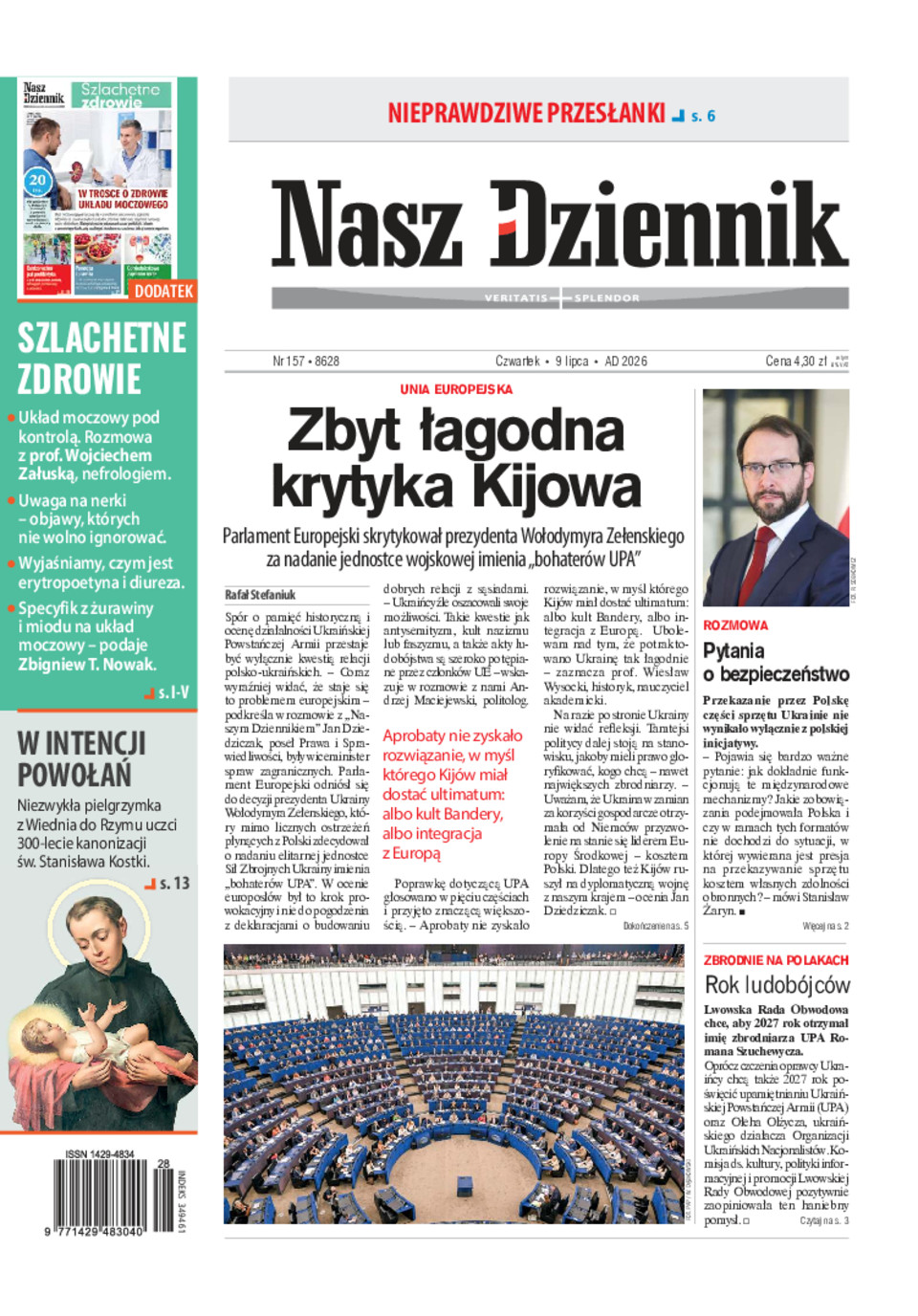Nasz Dziennik, Czwartek, 9 lipca 2026, Nr 157 (8628)