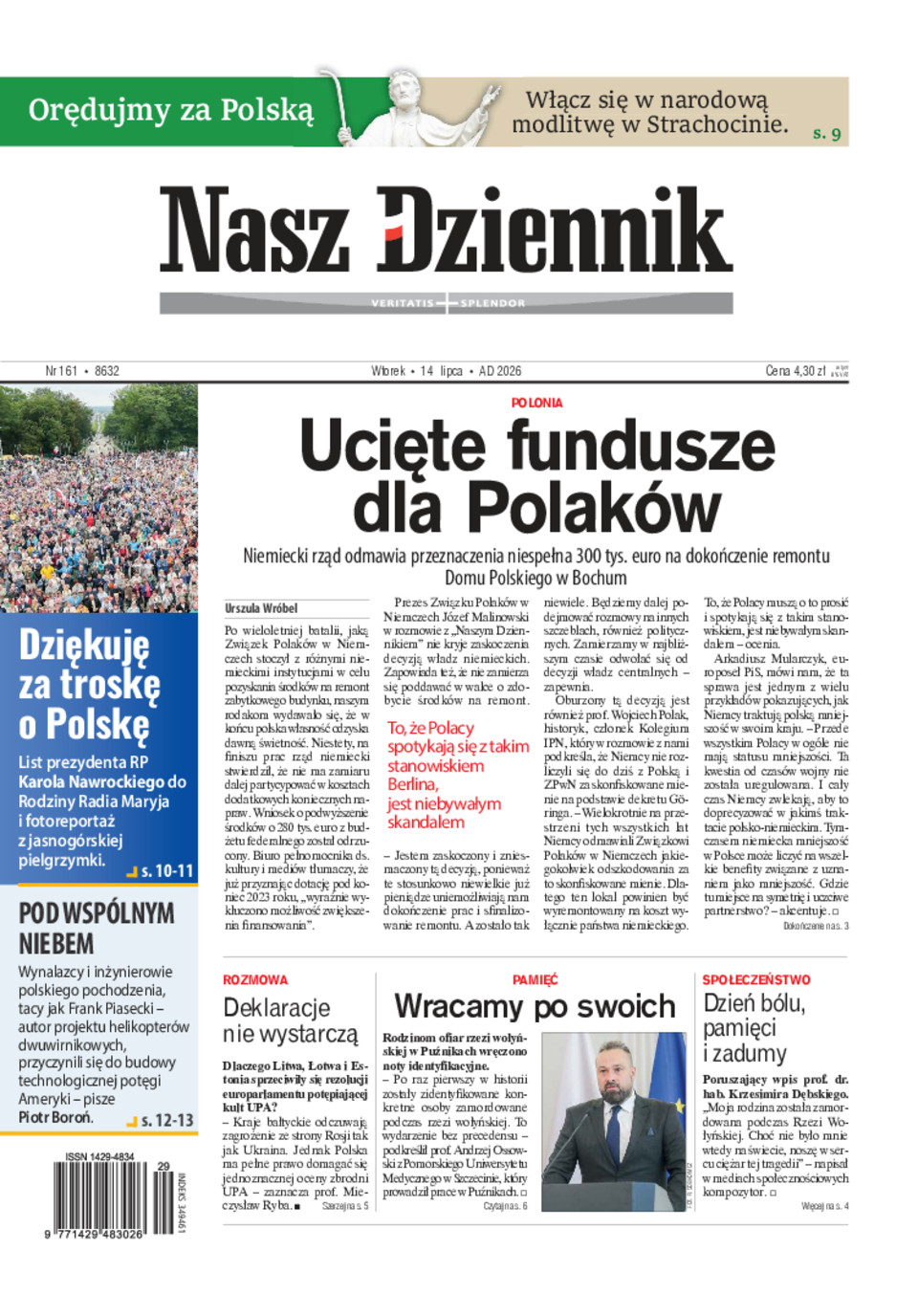 Nasz Dziennik, Wtorek, 14  lipca 2026, Nr 161 (8632)