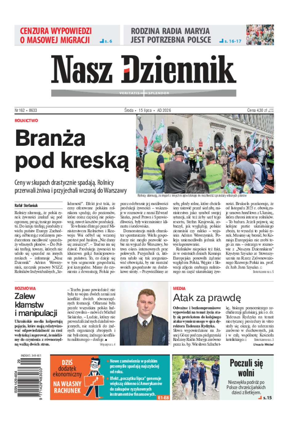 Nasz Dziennik, Środa, 15 lipca 2026, Nr 162 (8633)