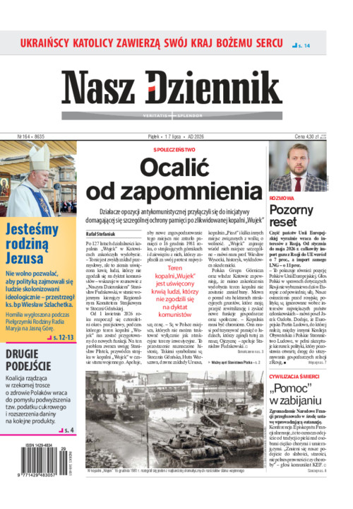Nasz Dziennik, Piątek, 17 lipca, 2026, Nr 164...