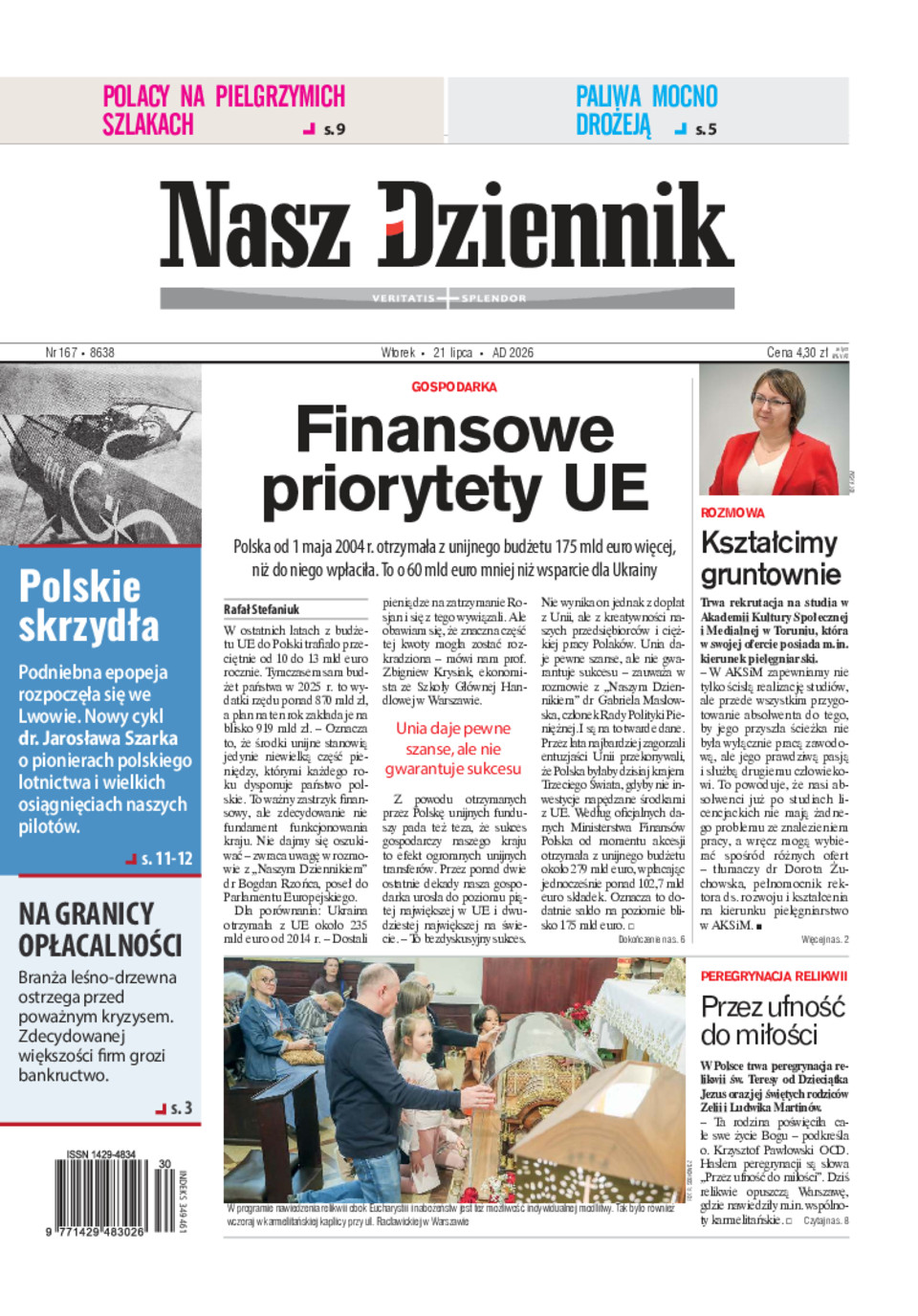 Nasz Dziennik, Wtorek, 21 lipca 2026, Nr 167 (8638)