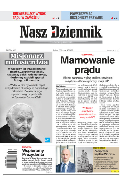 Nasz Dziennik, Środa, 22 lipca 2026, Nr 168 (8639)