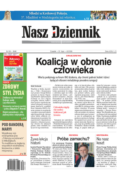 Nasz Dziennik, Czwartek, 23  lipca 2026, Nr 169...