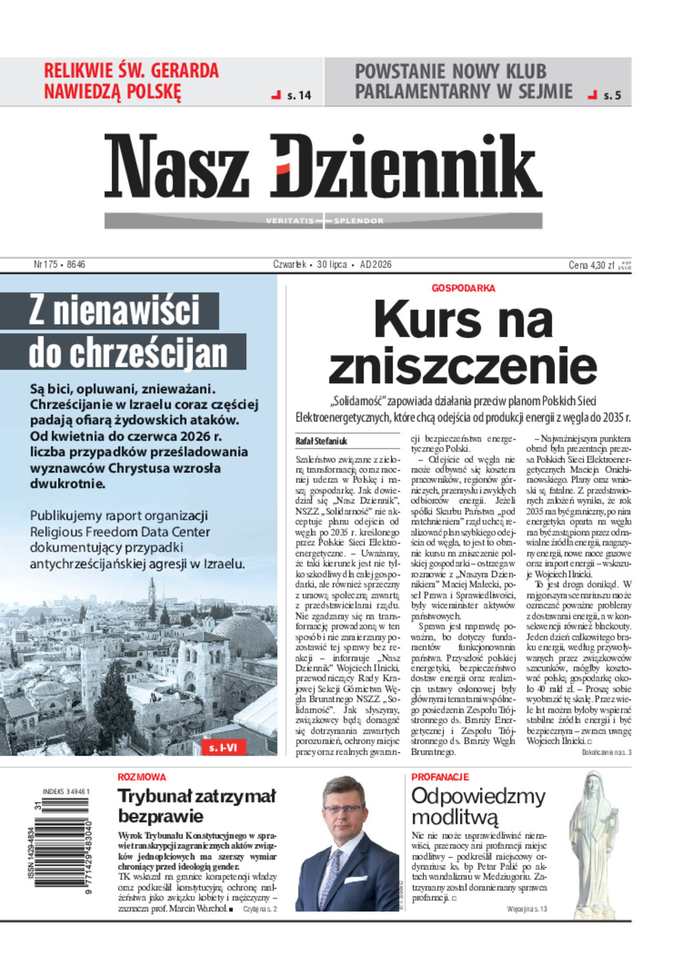 Nasz Dziennik, Czwartek, 30 lipca 2026, Nr 175 (8646)