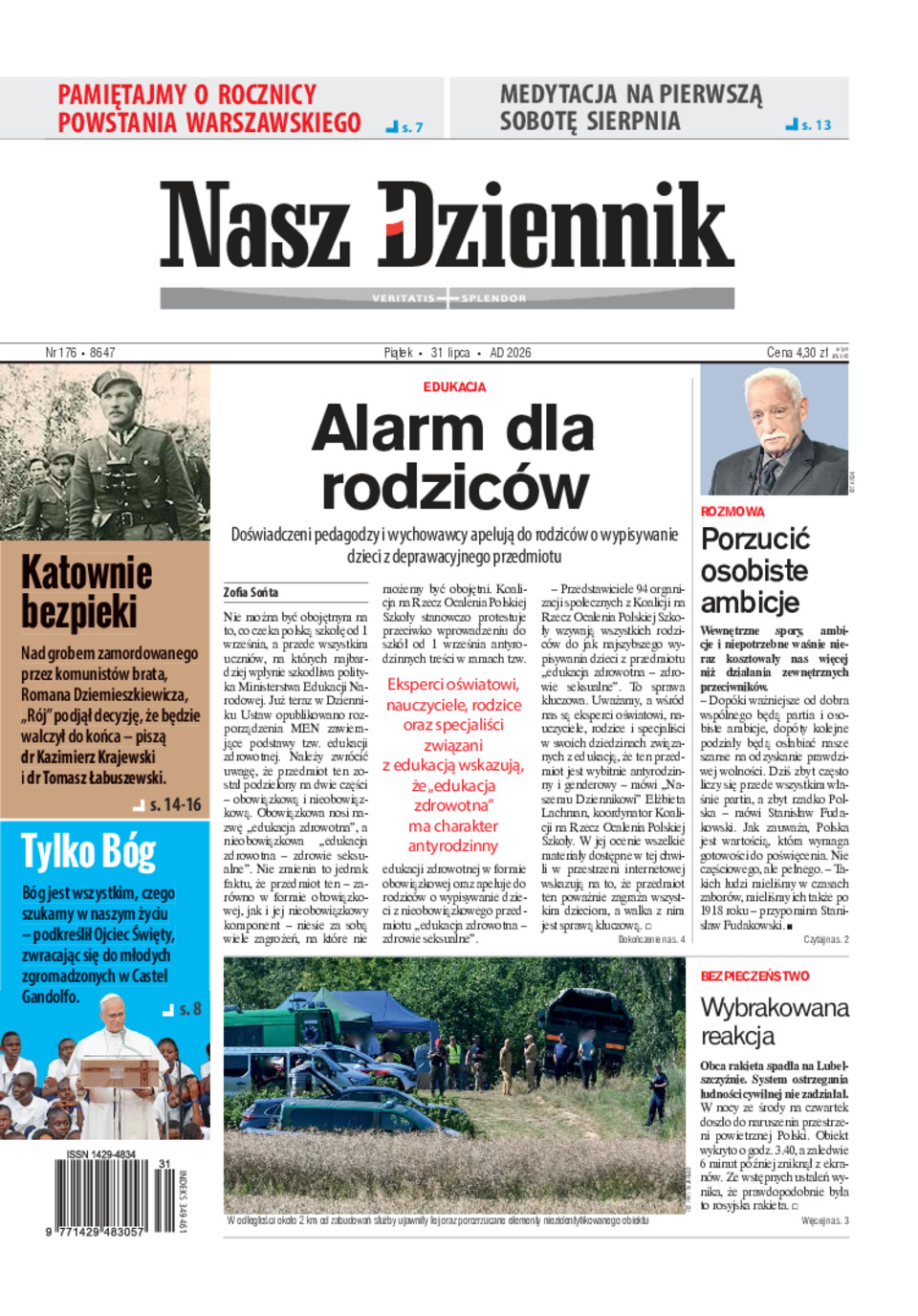 Nasz Dziennik, Piątek, 31 lipca 2026, Nr 176 (8647)