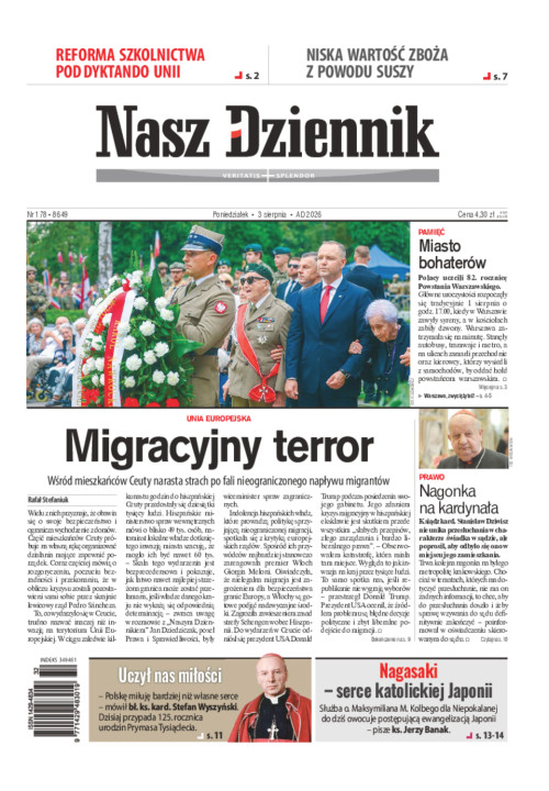 Nasz Dziennik, Poniedziałek, 3 sierpnia 2026,...
