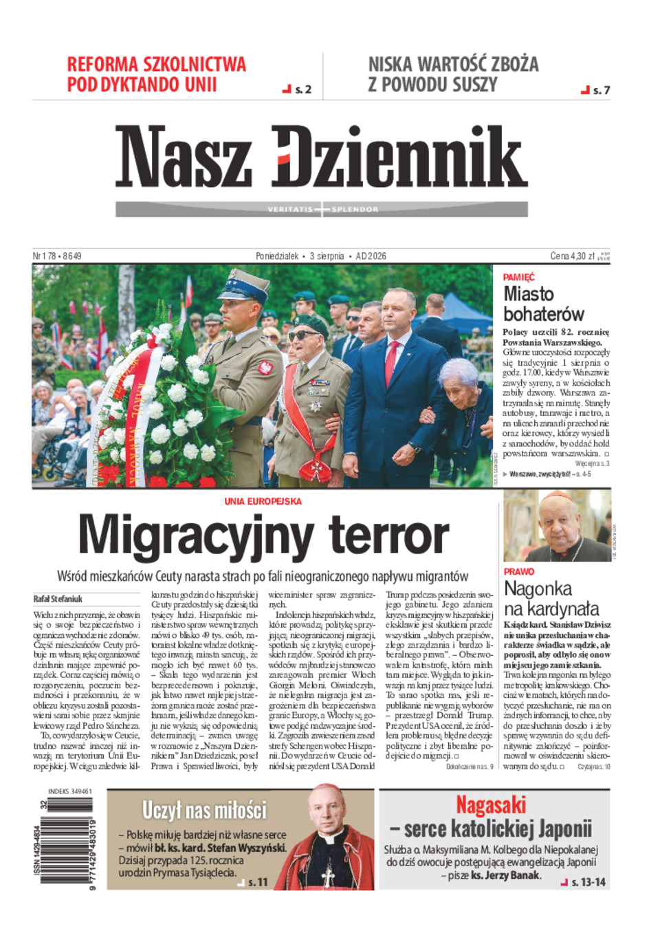 Nasz Dziennik, Poniedziałek, 3 sierpnia 2026, Nr 178 (8649)