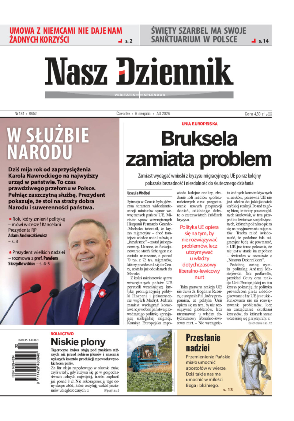 Nasz Dziennik, Czwartek, 6 sierpnia 2026, Nr 181 (8652)