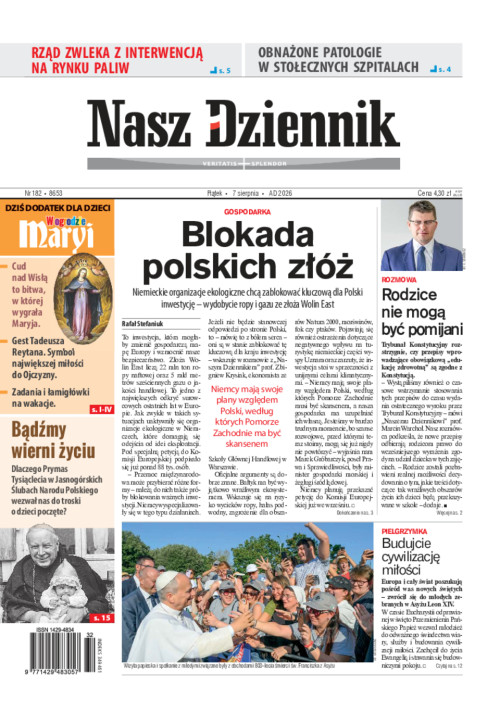 Nasz Dziennik, Piątek, 7 sierpnia 2026, Nr 182...
