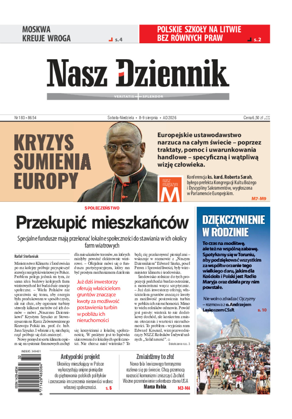 Nasz Dziennik, Sobota-Niedziela, 8-9 sierpnia 2026, Nr 183 (8654)