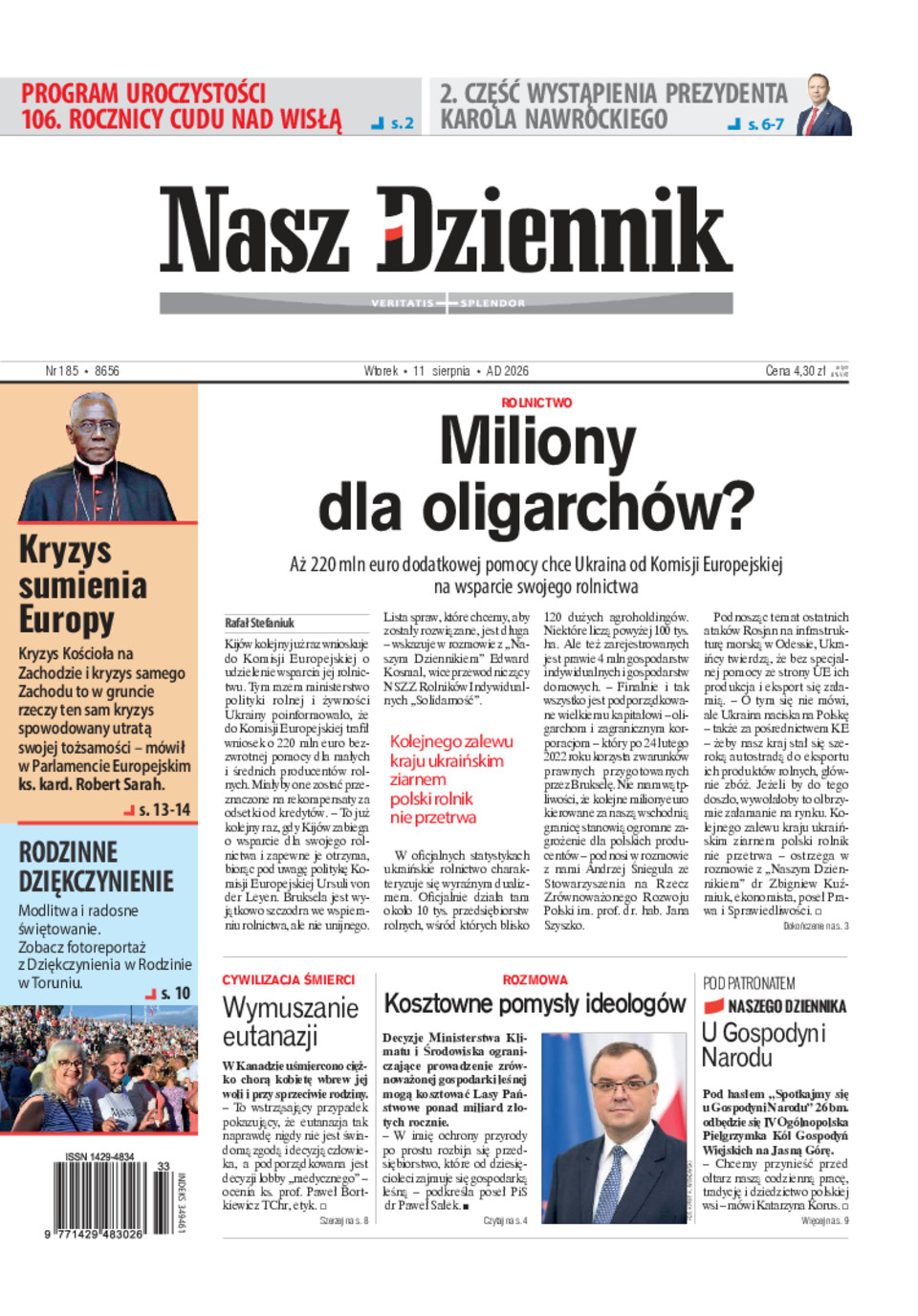 Nasz Dziennik, Wtorek, 11  sierpnia 2026, Nr 185 (8656)