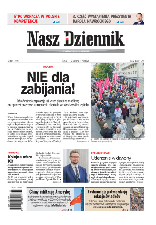 Nasz Dziennik, Środa, 12 sierpnia 2026, Nr 186...