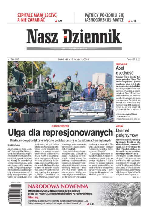 Nasz Dziennik, Poniedziałek, 17 sierpnia 2026,...