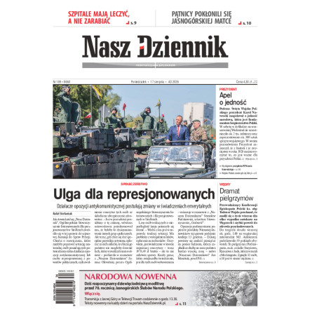 Nasz Dziennik, Poniedziałek, 17 sierpnia 2026, Nr 189 (8660)