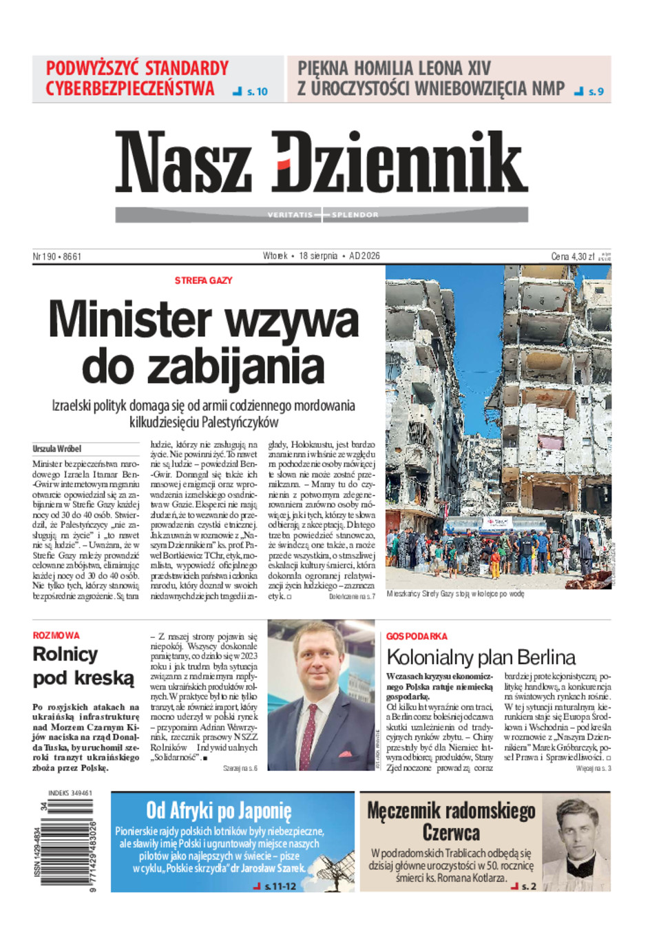 Nasz Dziennik, Wtorek, 18 sierpnia 2026, Nr 190 (8661)
