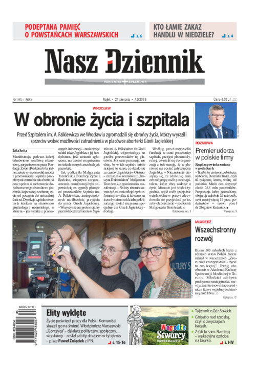 Nasz Dziennik, Piątek, 21 sierpnia 2026, Nr 193...