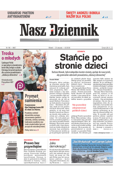 Nasz Dziennik, Wtorek, 25 sierpnia 2026, Nr 196...
