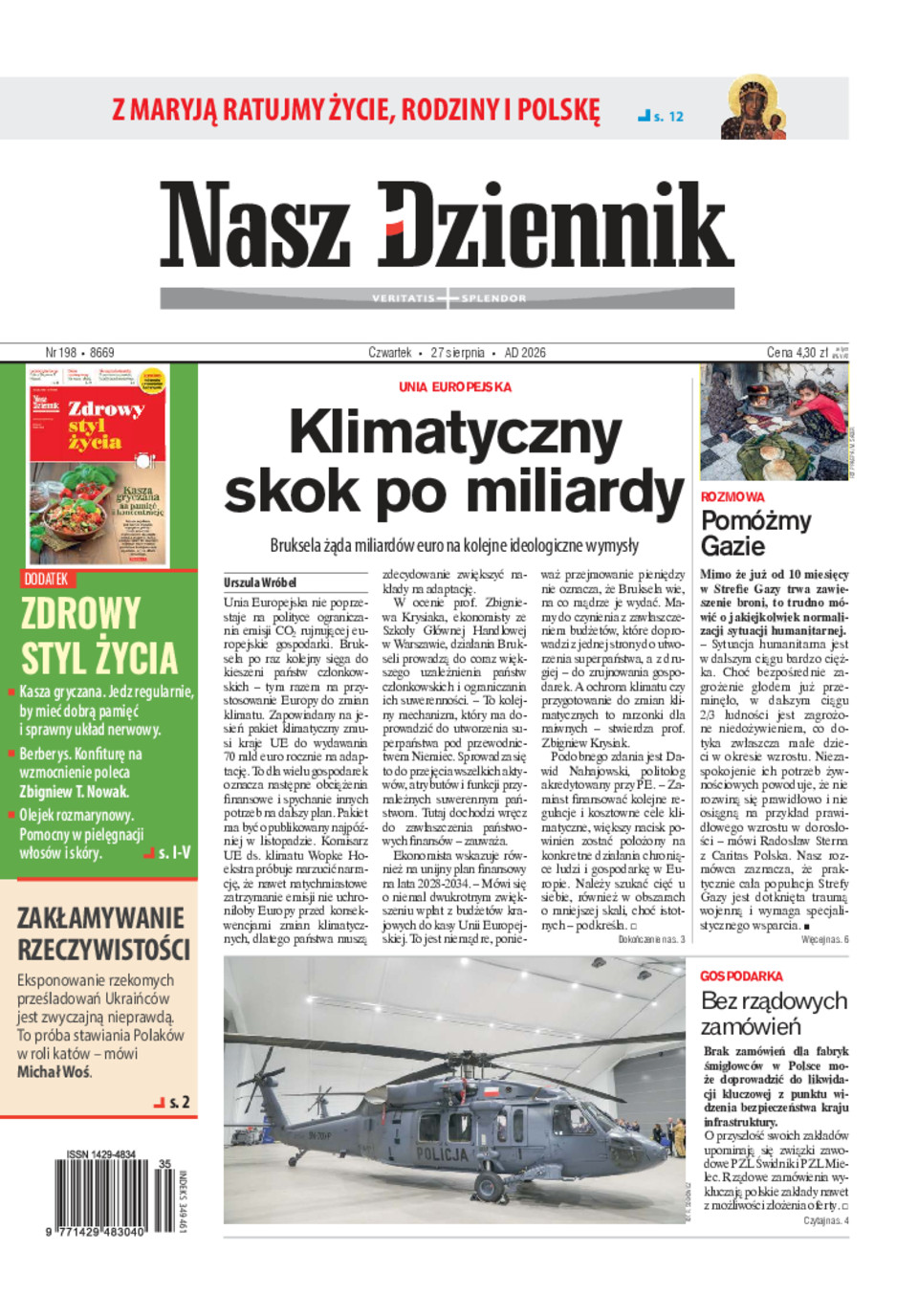 Nasz Dziennik, Czwartek, 27 sierpnia 2026, Nr 198 (8669)